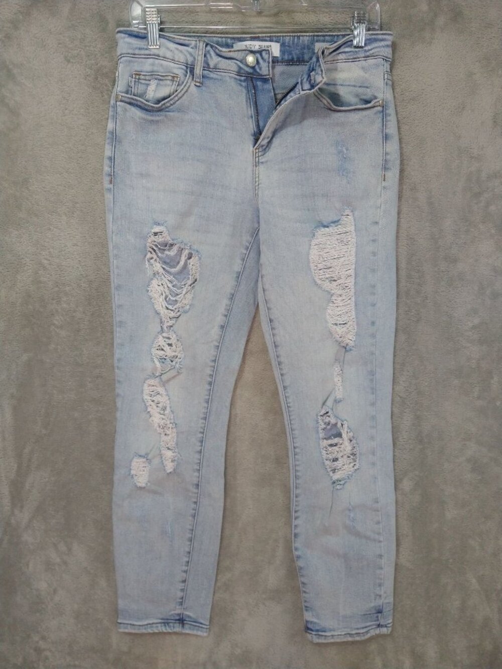 Judy Blue Jeans Womens 7/28 Denim Boyfriend Mid Rise Distressed Stretch